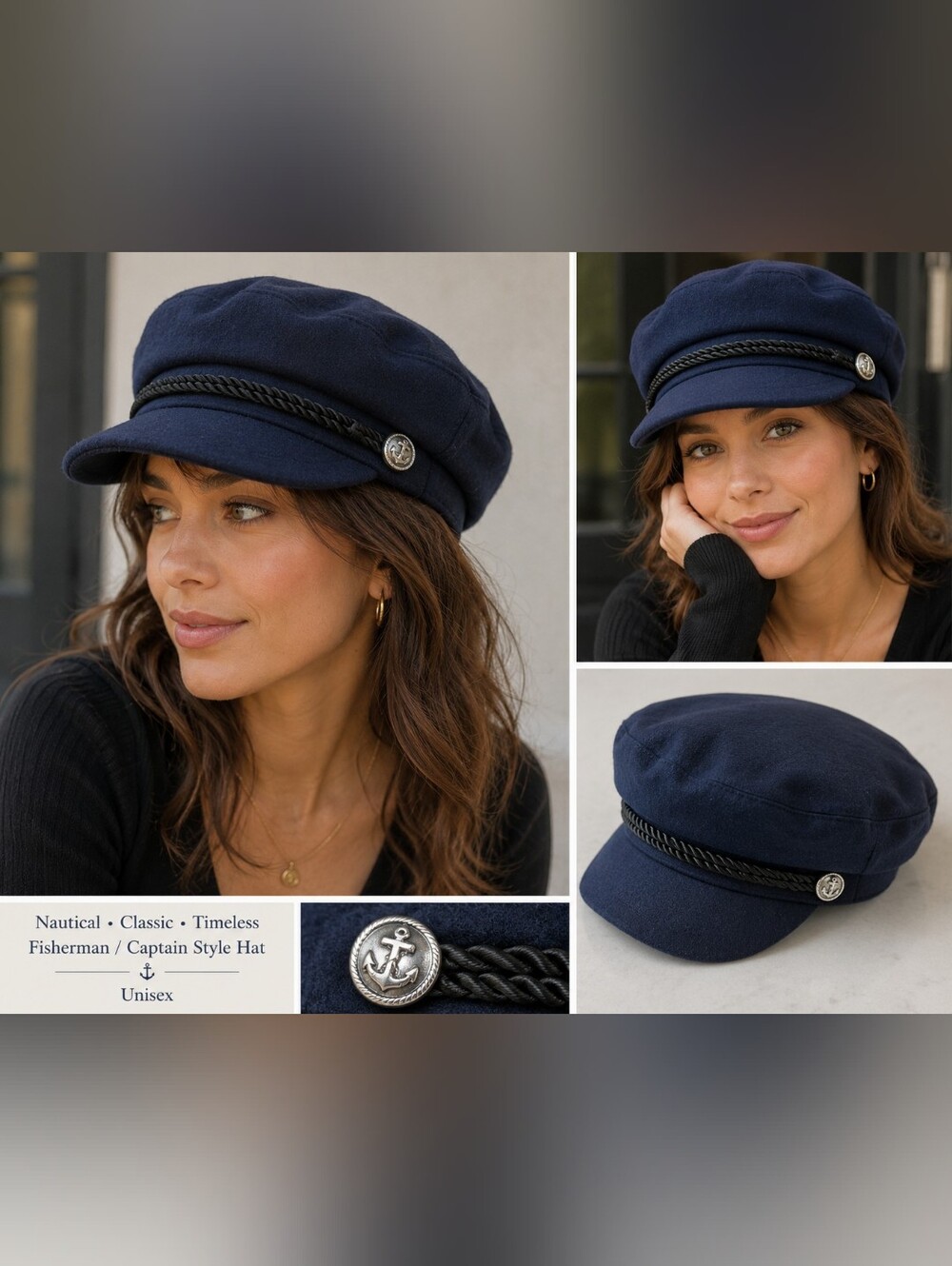 Navy Blue Nautical Fisherman / Captain HatClassic navy blue fisherman/captain-s